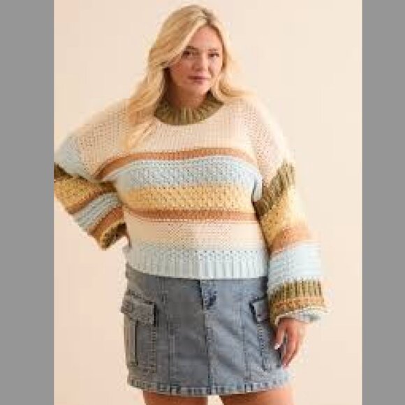 ARULA Sweaters - ARULA Colorful Layla Striped Oversized Chunky Knit Sweater Size B (2X)